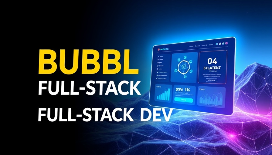 Bubble AI Full-Stack Dev Tool promotional graphic, UI interface highlighted.