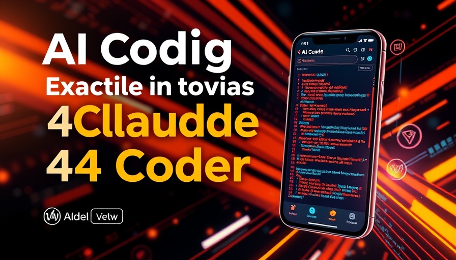 AI tools transform coding: Claude 4 Coder promotion with futuristic theme.