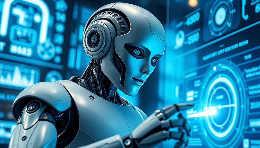 Futuristic humanoid robot exploring digital interface, future of robotics