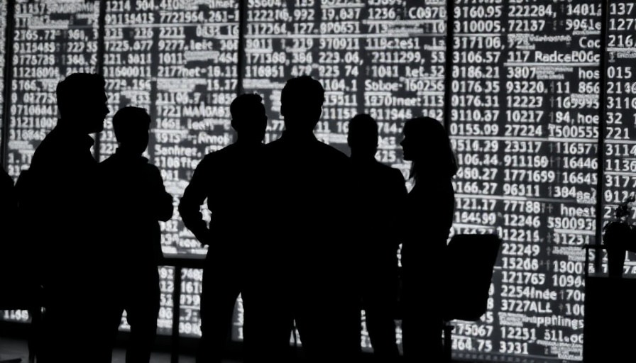 Silhouette meeting with abstract digital code, AI terminology guide.