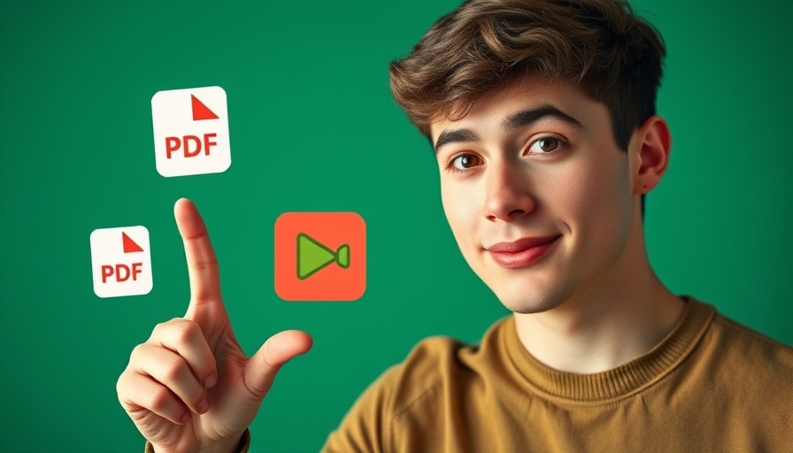 AI for beginners: Young man pointing at learning icons.