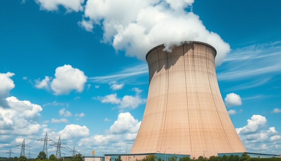 Nuclear fission startups innovation represented by a cooling tower.