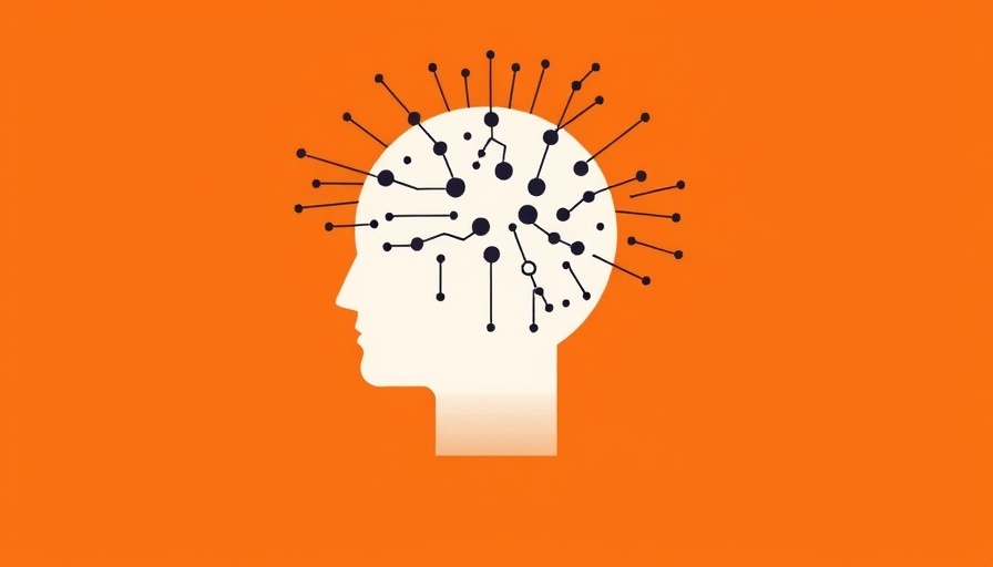 Abstract AI neural network illustration on orange background