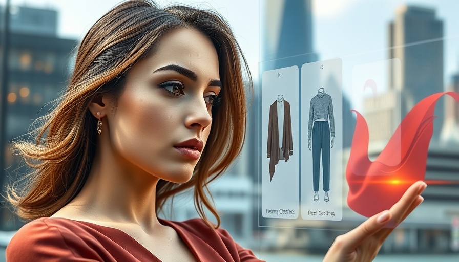 Professional woman using hyper-personalization AI for shopping with cityscape