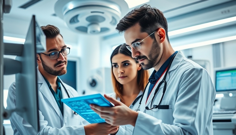 Healthcare professionals utilizing hybrid cloud storage technology in a lab.