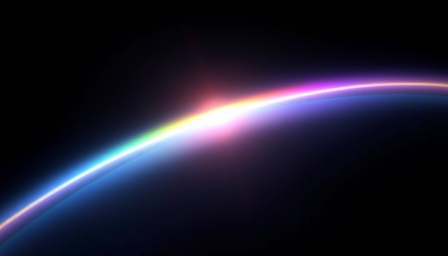 Ethereal cosmic glow with radiant spectrum arc on black.