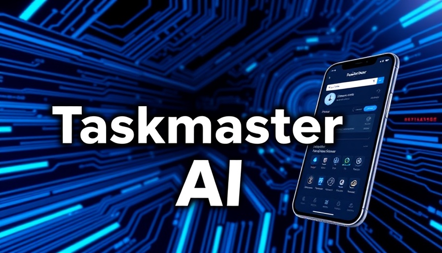 Taskmaster AI promotional graphic boosting coding efficiency.