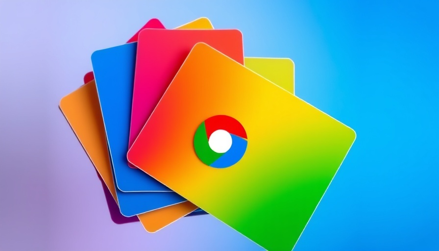 Abstract digital cards with Google News icon, vibrant design.