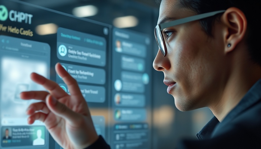 User interacting with ChatGPT on a futuristic transparent screen.