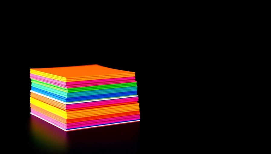 Colorful abstract stack of cards representing digital concepts.