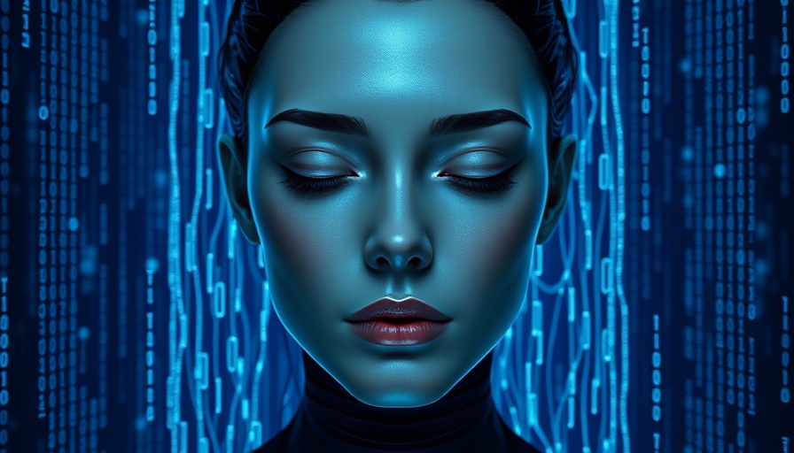 Futuristic AI with code overlay, symbolizing AI coding assistant valuation.