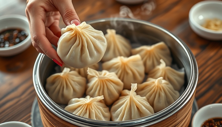 Steamed dumplings being served in a restaurant in Atlanta.