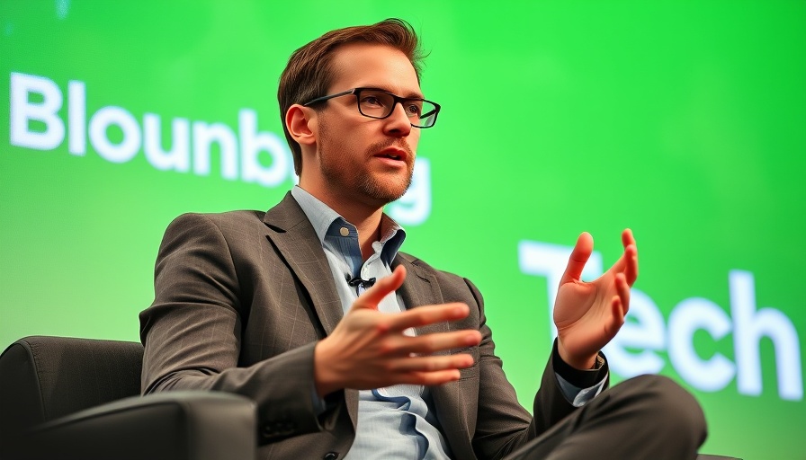 Tech industry professional discussing AI regulation at Bloomberg Tech event.