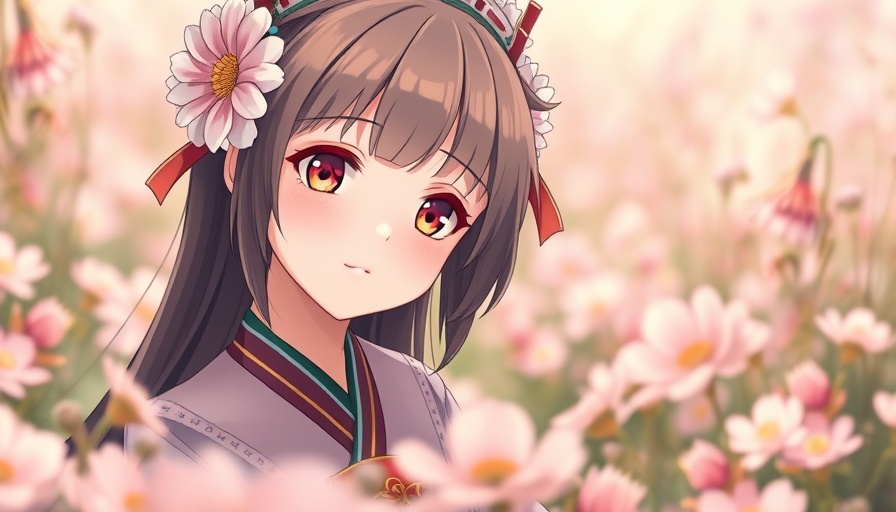 Anime-style character in a floral field, illustrating AI Hentai Chatbots Popularity.