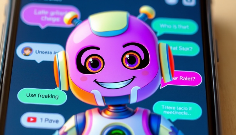 AI girlfriend chatbots impact: Colorful 3D chatbot on phone screen.