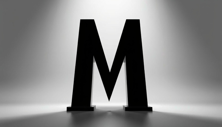 Large bold letter M on a dark background