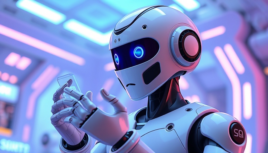 AI humanoid interacting with digital elements, representing AI girlfriend chatbots.
