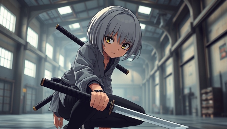AI Waifu Chat Generators: Anime character crouching with katana.