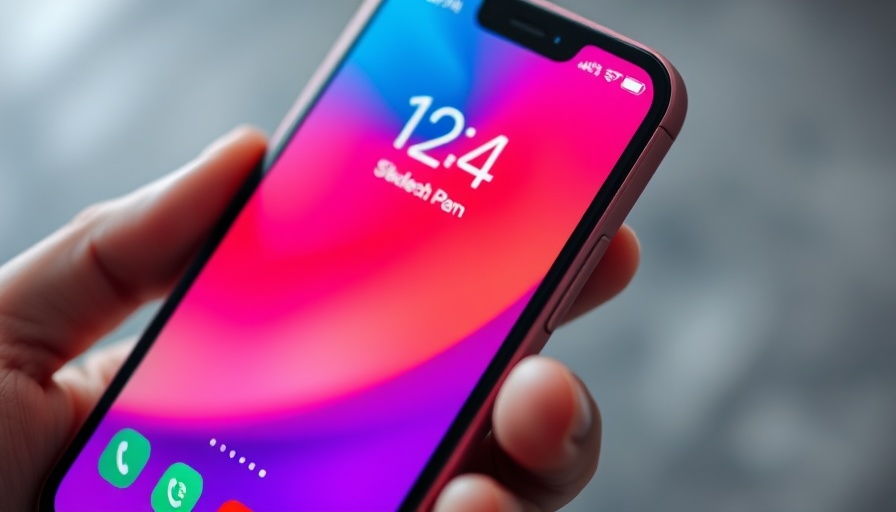 Close-up of smartphone with vivid lock screen displaying update.