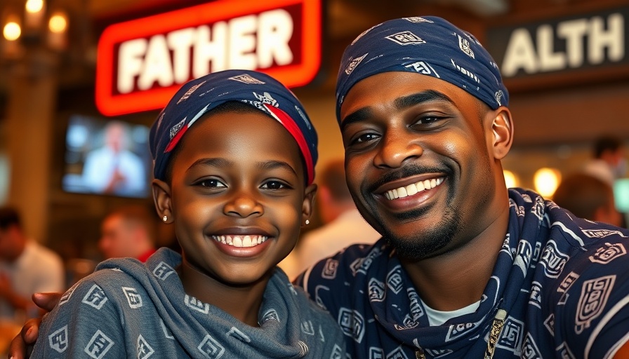 Father and child in durags at Father's Day celebration in Charlotte.