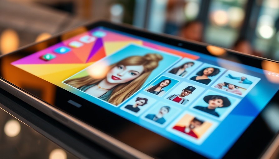 Tablet screen depicting AI image generation with an avatar creation interface.
