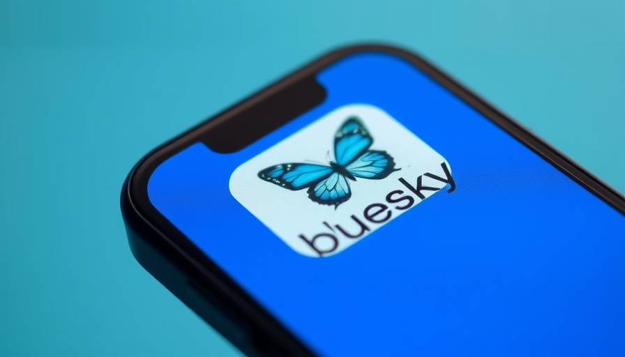 Bluesky app logo on smartphone screen against blue.