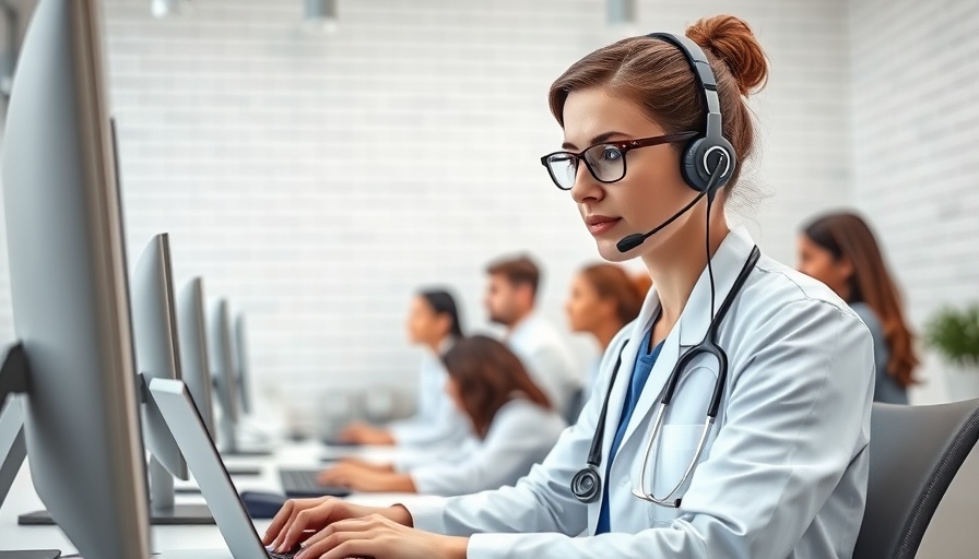 AI healthcare solutions in a modern medical office with professionals.