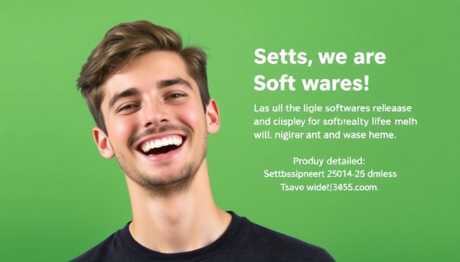 AI creativity software release promo with smiling man.