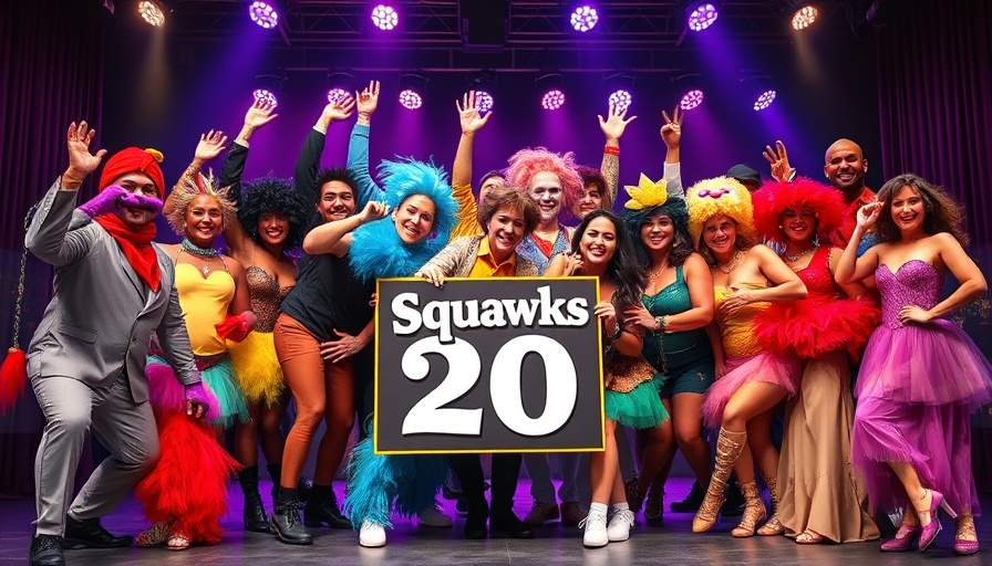 Charlotte local news performers in colorful costumes on stage.