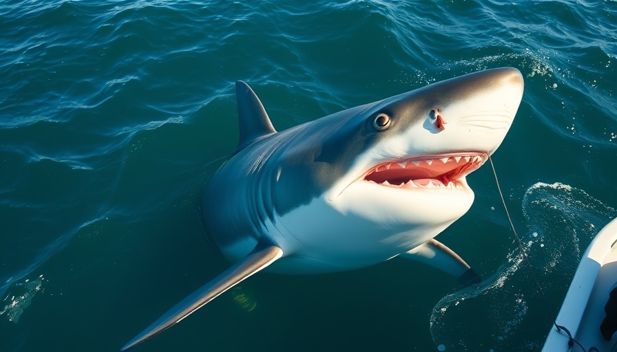 Charlotte great white shark NC coast tagging in open ocean environment.
