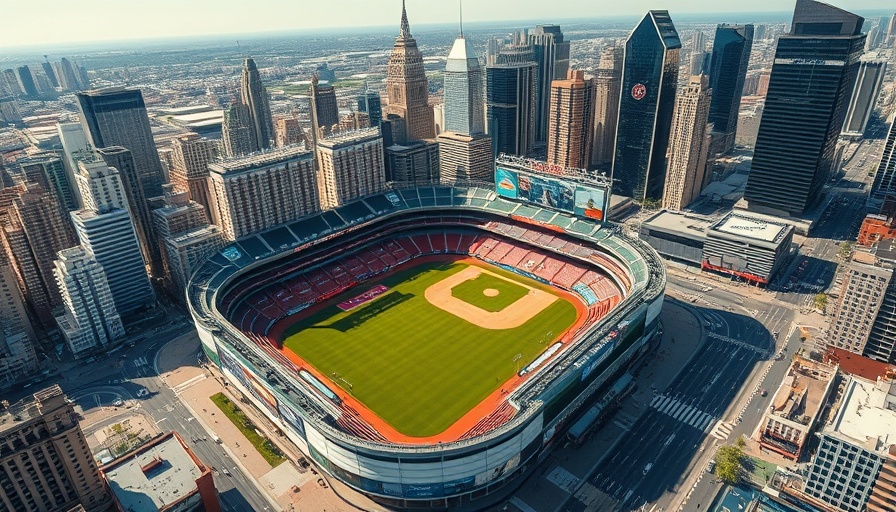 Aerial view of baseball stadium in North Carolina cityscape, illustrating potential MLB team location.