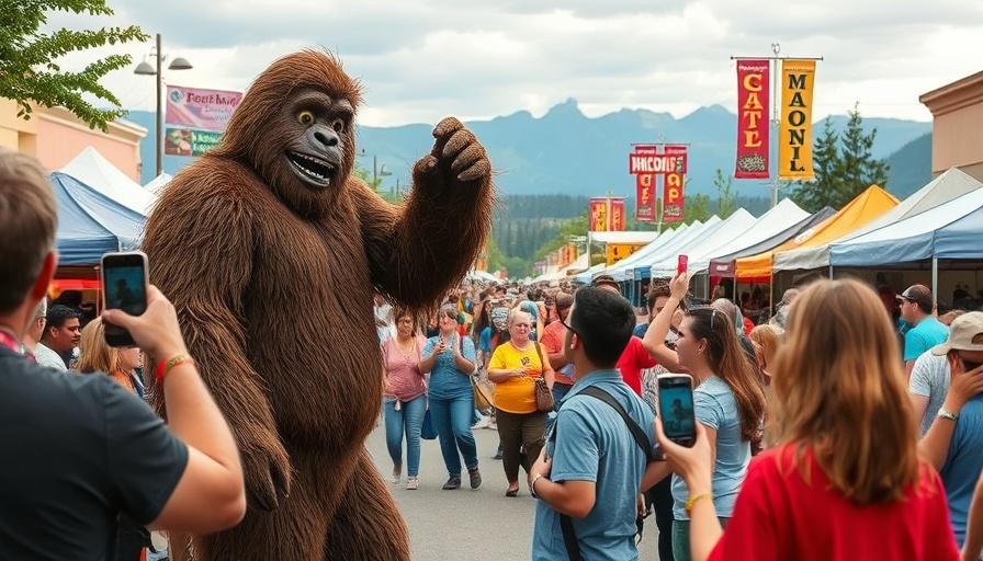 Bigfoot festival NC: crowds enjoy festivities, Bigfoot costume delighting children.