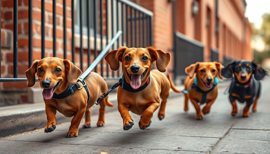 Two dachshunds exploring during Bark in the Park at Truist Field.