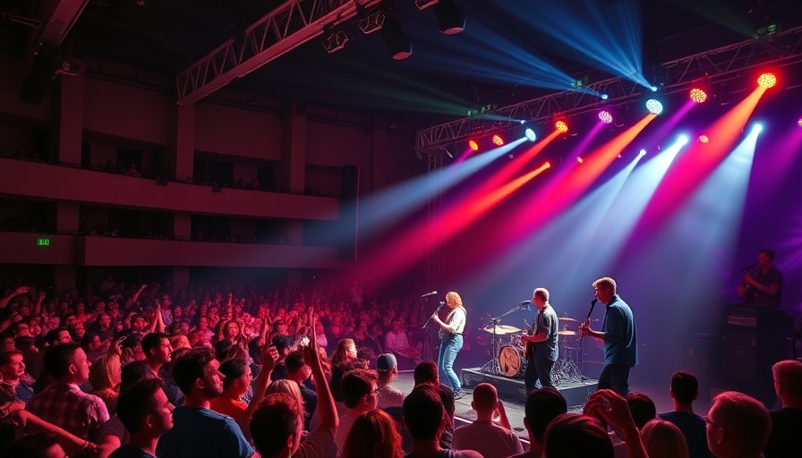 Nashville live music band performing on stage with vibrant lights.
