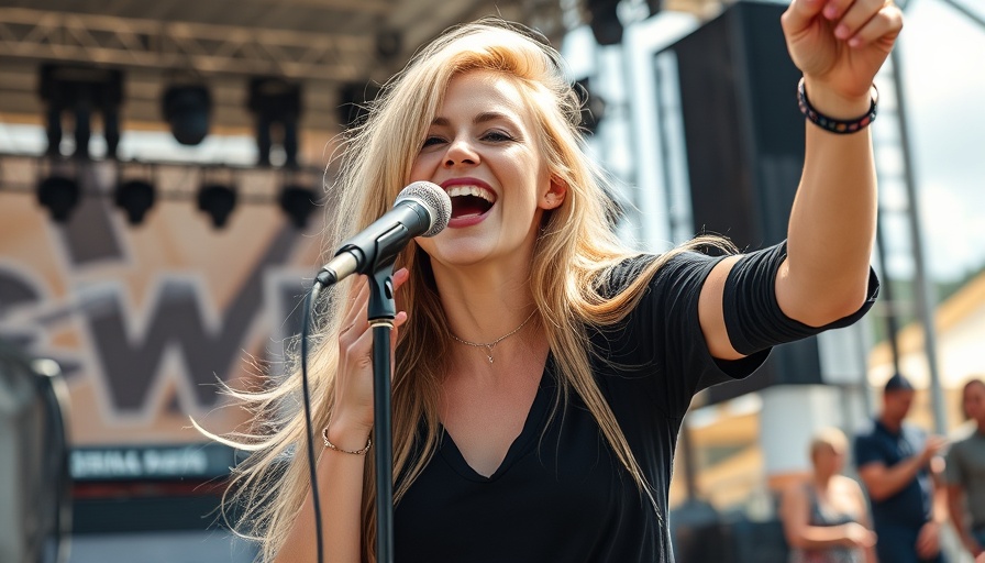 Ryman and BMI Block Party singer performing at outdoor festival.