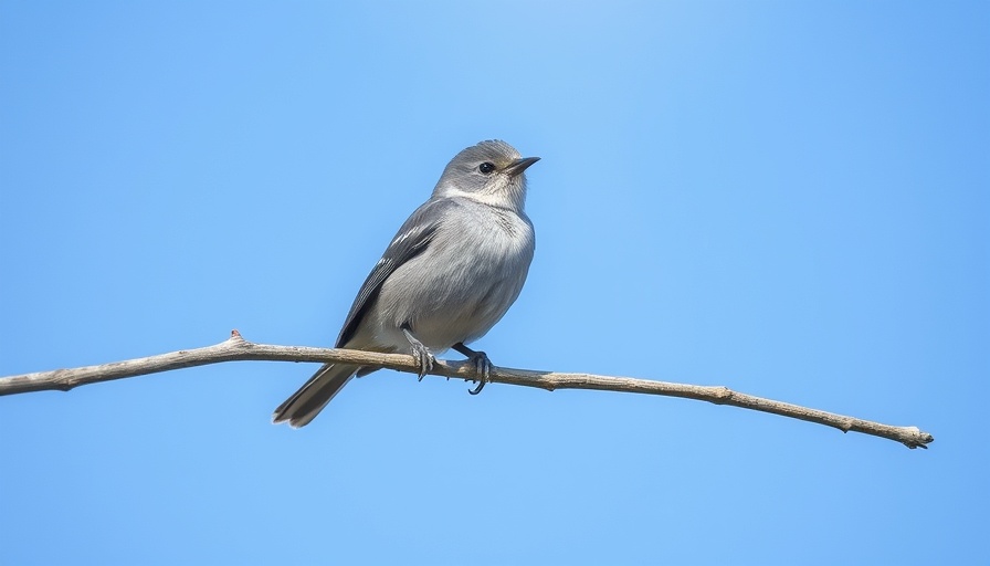 Small gray bird on branch under blue sky, Nashville Zoo news.