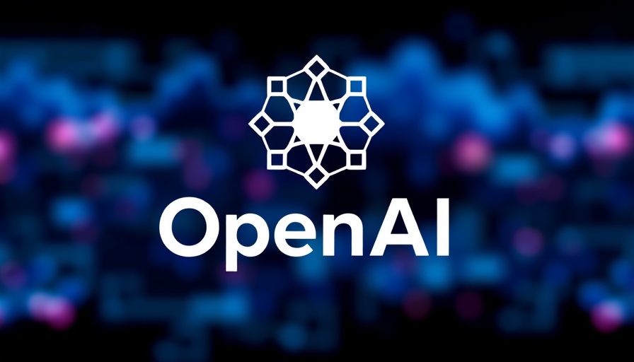 OpenAI logo over a blurred blue and purple background.