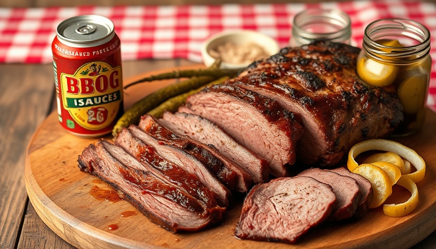 Best BBQ in Nashville: Sliced brisket with sauce, beer, and pickles.