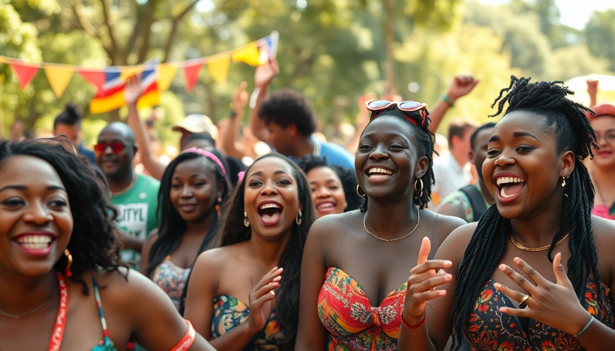 Juneteenth celebration with a joyous crowd outdoors