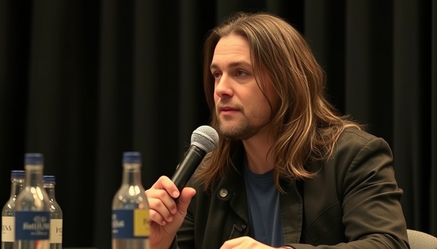 Man discussing future technology at event.