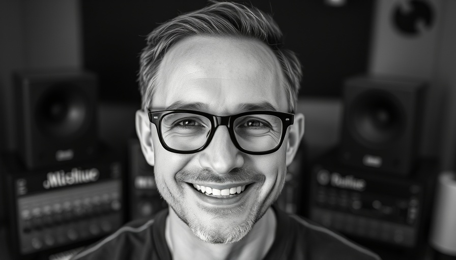 Man in glasses smiling in a studio.