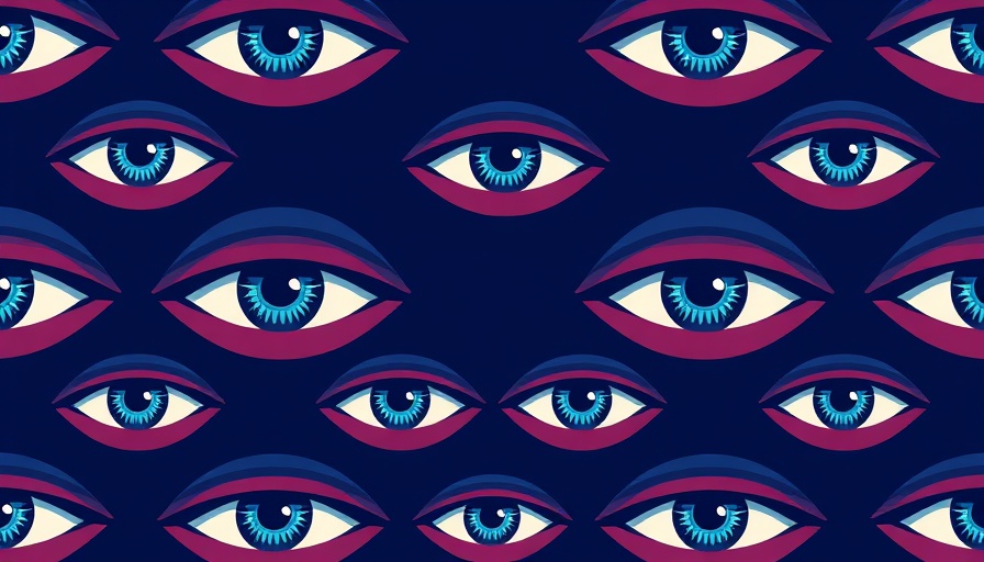 Stylized pattern of abstract eyes symbolizing corporate espionage in tech.