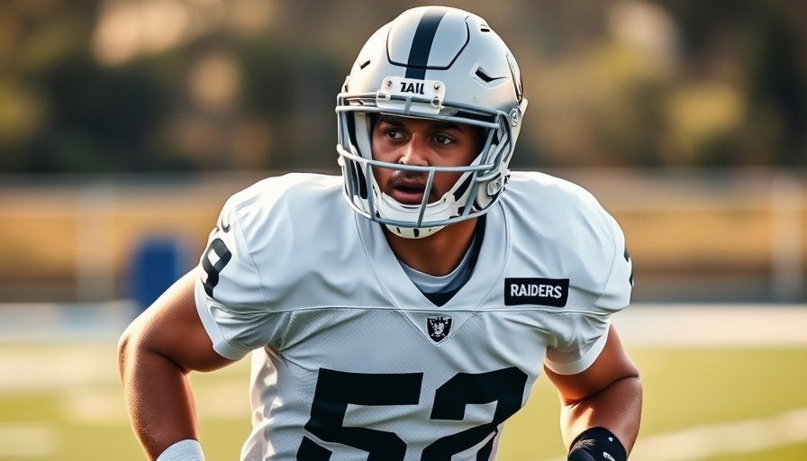Raiders offensive line news: player practicing on field.