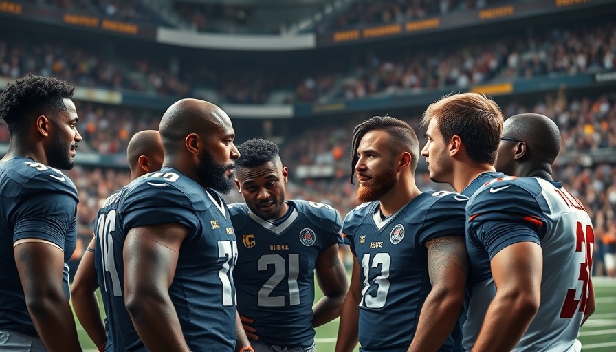 Houston Texans news: Post-game player meetup in vibrant stadium.
