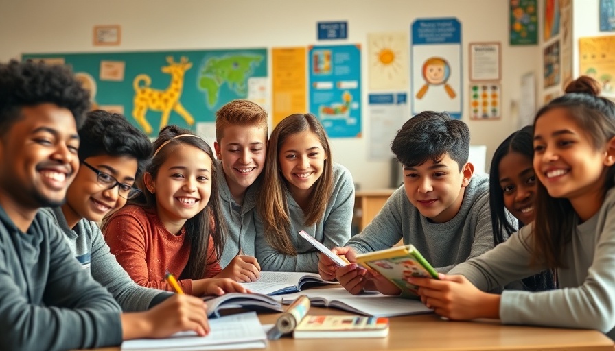 Houston Cy-Fair education scene with diverse students engaged in learning.