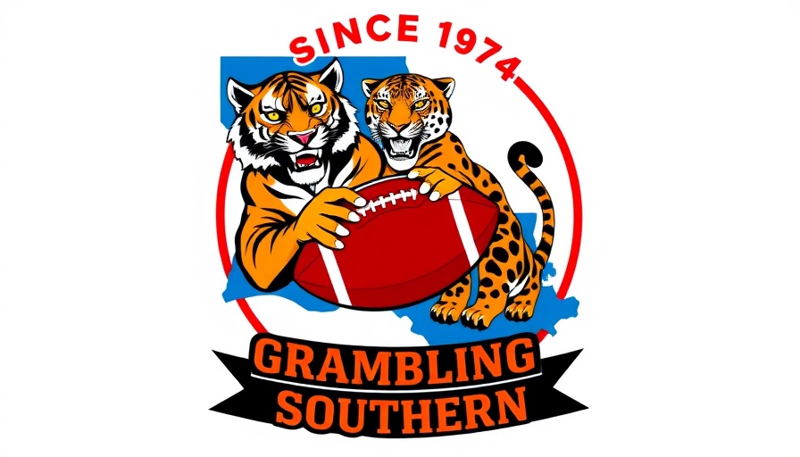 Bayou Classic logo with tiger, jaguar, and football.