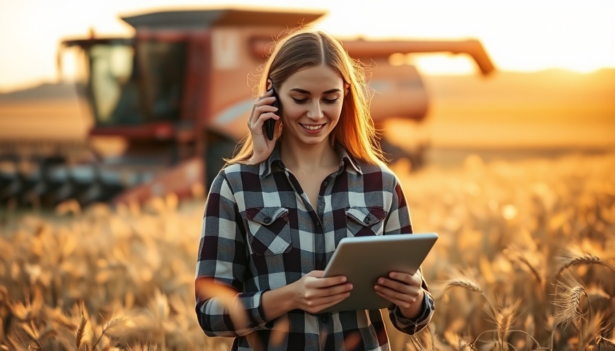 Woman with tablet in wheat field, embodying AI in healthcare concept.
