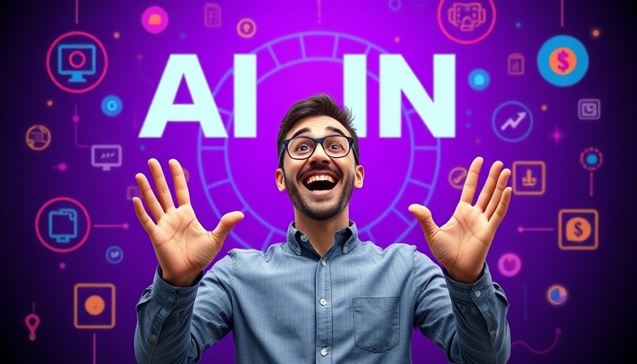 Animated man discussing AI video production updates, vibrant design.