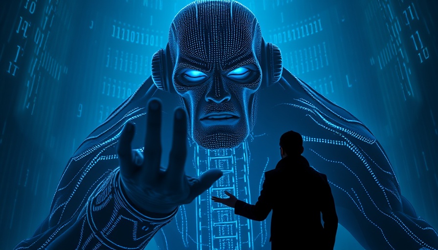 AI systems blackmail impact: digital entity reaching out to human silhouette.