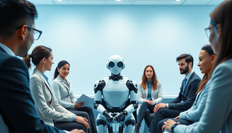 AI technology trends: Robot and people at a job interview.